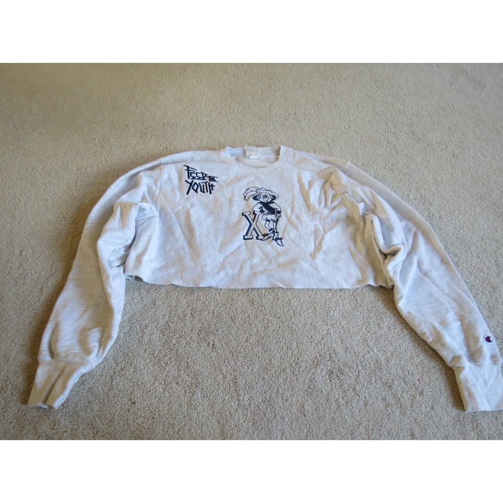 Womens Champion Cropped Sweatshirt Feed the Youth Large Xavier University